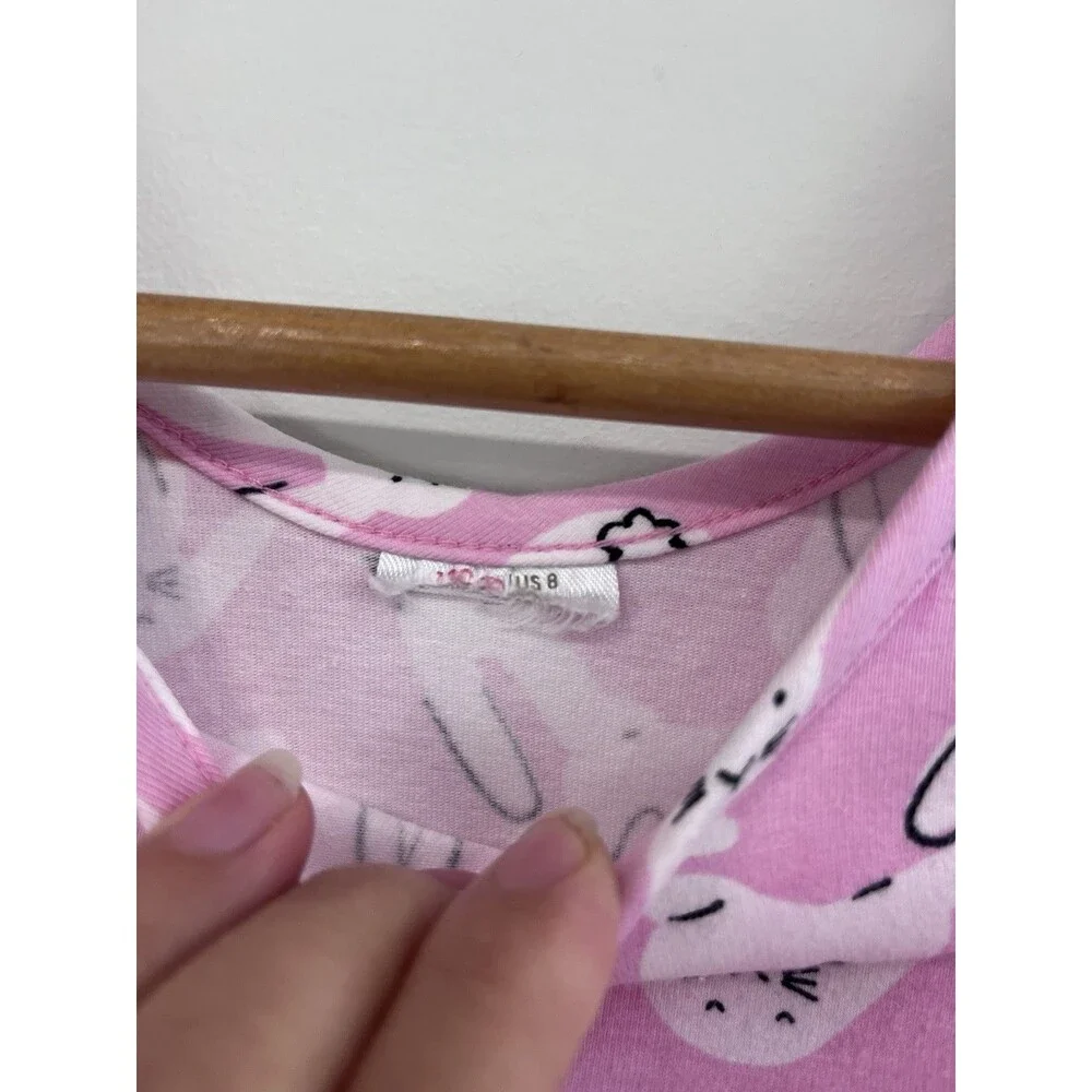 Hanna Andersson Bunny Print Skater Dress Girls 8 Pink Cotton Easter Spring